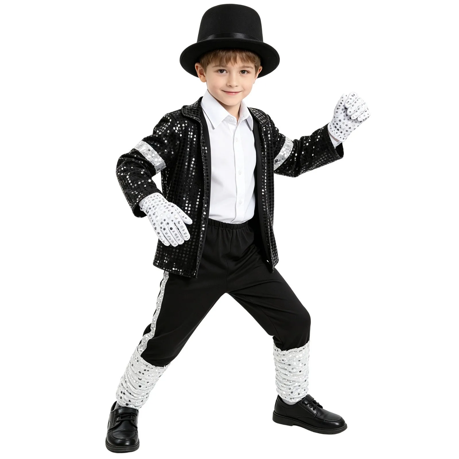 Boys Superstar Michael Jackson Costume Singer Outfit Halloween Stage Performance Carnival Dance Cosplay Party Costume
