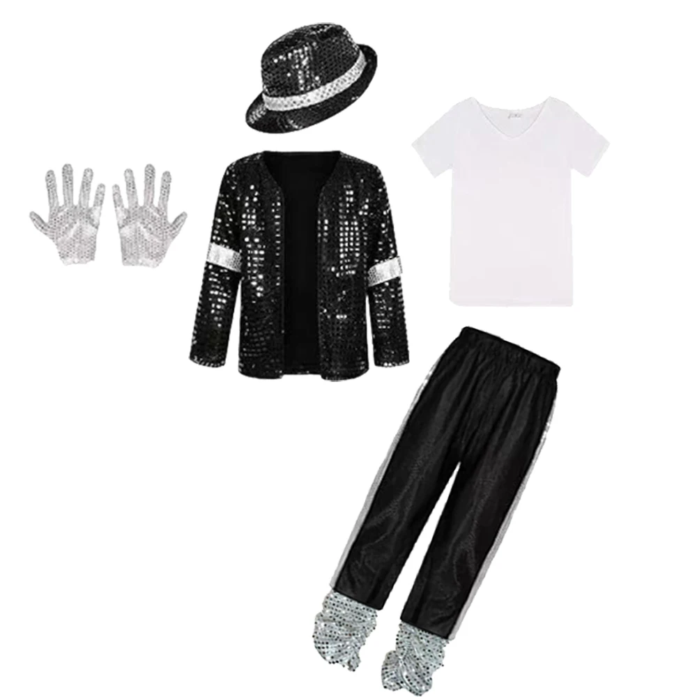 Boys Superstar Michael Jackson Costume Singer Outfit Halloween Stage Performance Carnival Dance Cosplay Party Costume
