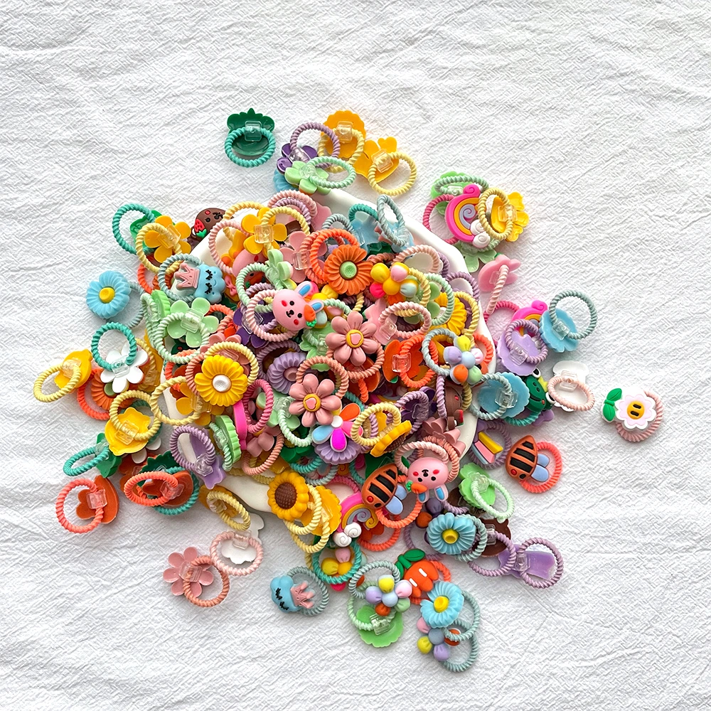 40/50/60Pcs/Lot Children Kids Hair Accessories Cartoon Elastic Hair Bands Baby Head Rope Small Animal Cute Girls Headdress