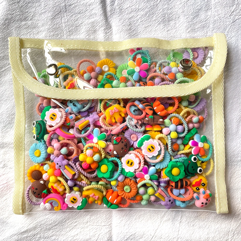 40/50/60Pcs/Lot Children Kids Hair Accessories Cartoon Elastic Hair Bands Baby Head Rope Small Animal Cute Girls Headdress