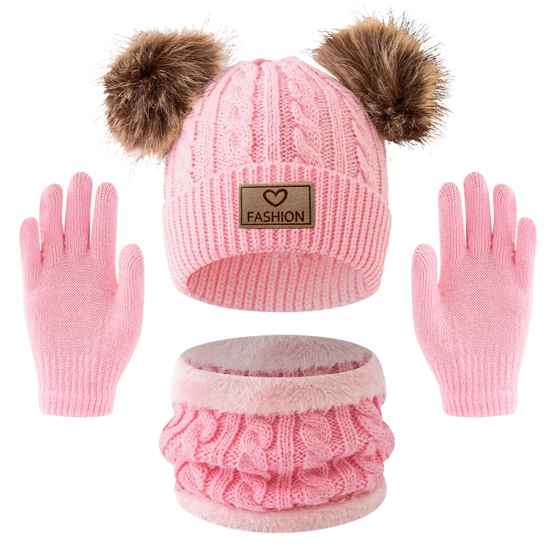 3PC 2-12Y Autumn and Winter Children's Hats and Neck Gloves Set, Cute, Comfortable and Warm, Hats for Boys and Girls