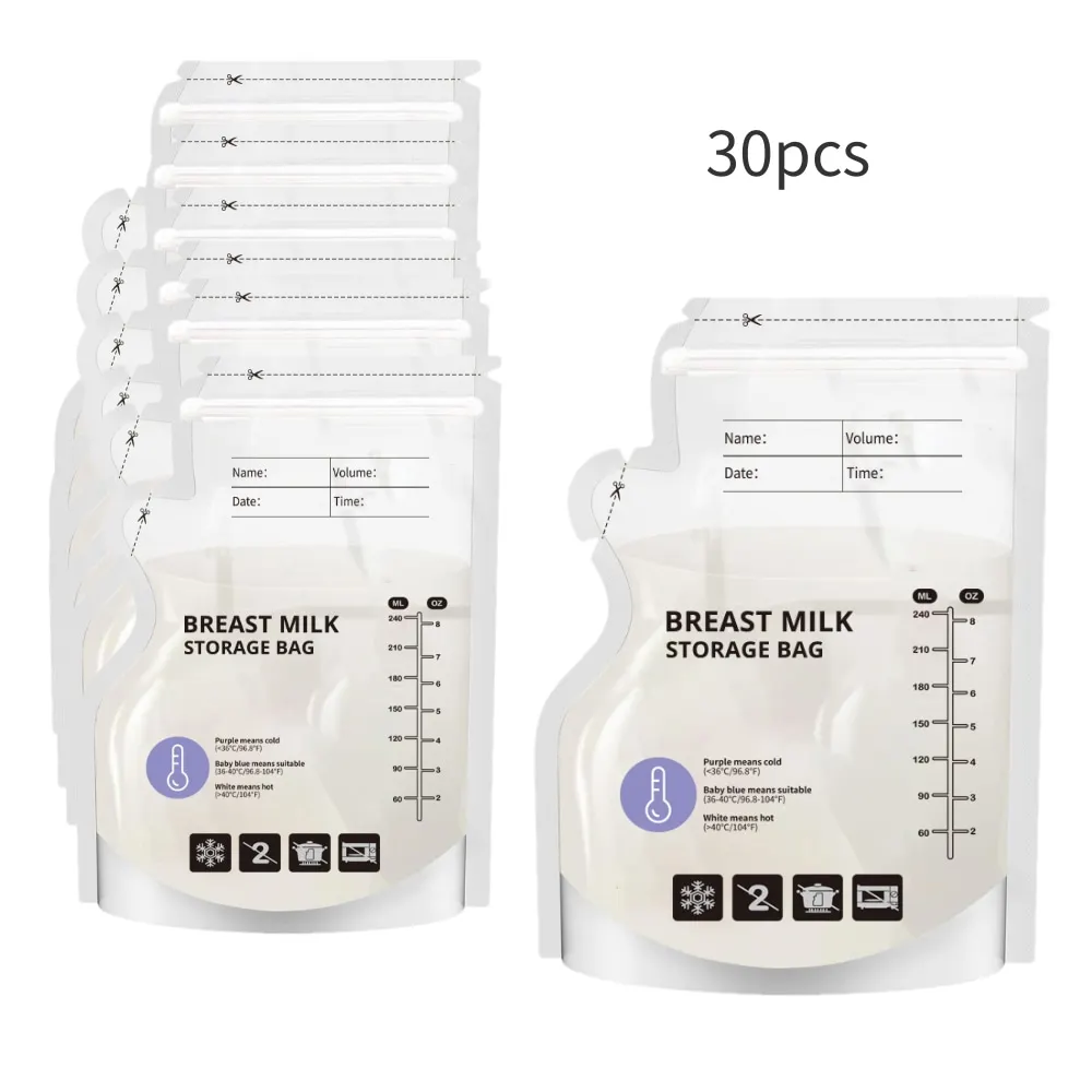 60 Pack Temperature Sensitive Breast Milk Storage Bags -Food Grade PE, Transparent with Measurement Lines, Disposable & Leakpro