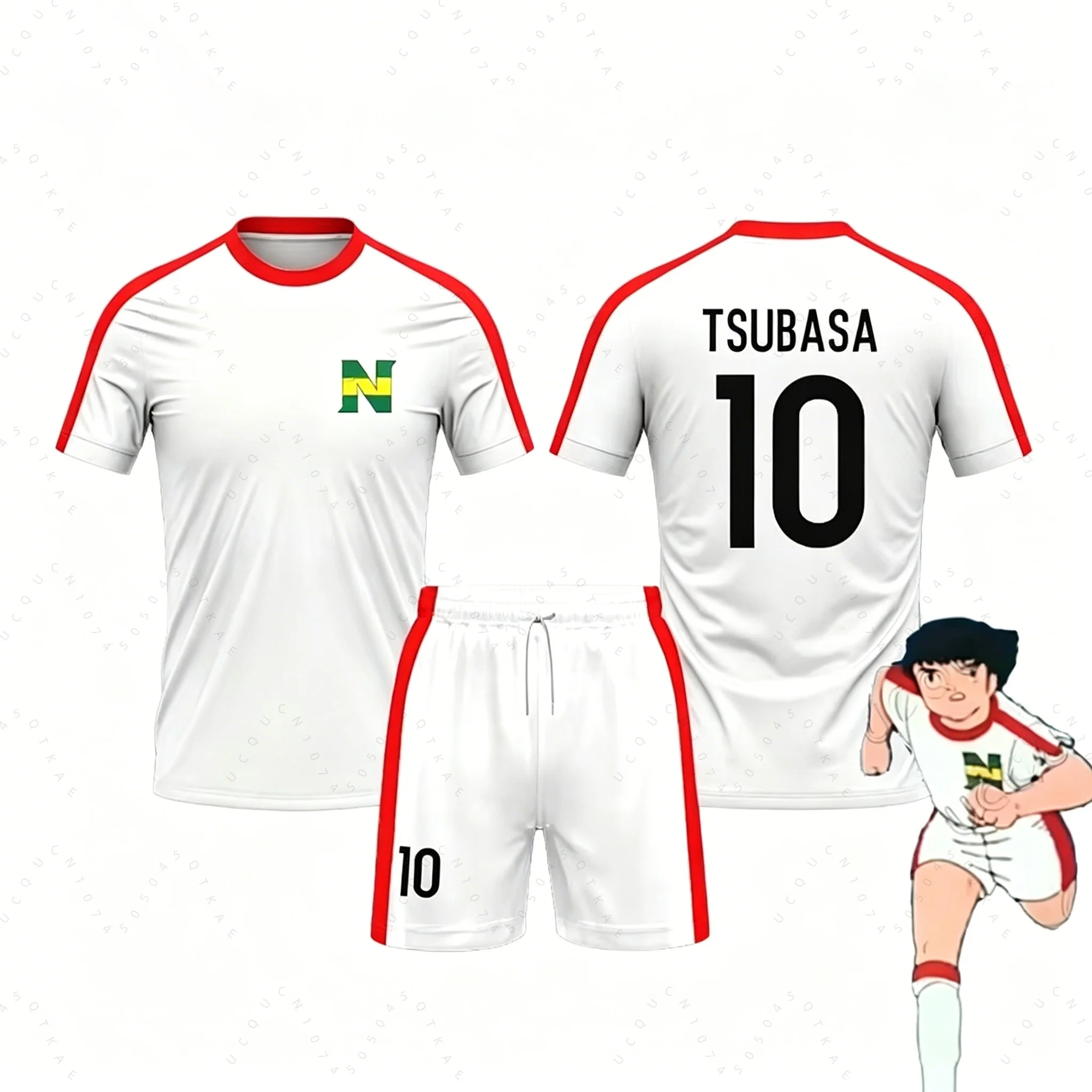 Piece Outfit Children Tracksuit Captain Tsubasa Football No.10 Print T Shirt Can Choose T-Shirts Or Shorts Kids Adult Clothes