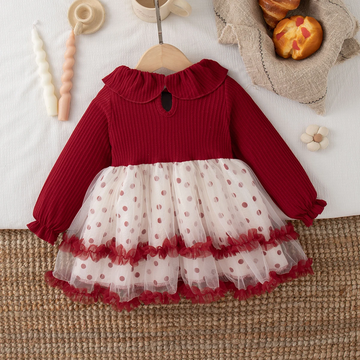 Autumn New Christmas Party Baby Girl Dress, Cute Polka Dot Children'S Clothing Suitable For Babies Aged 6 Months To 3 Years Old