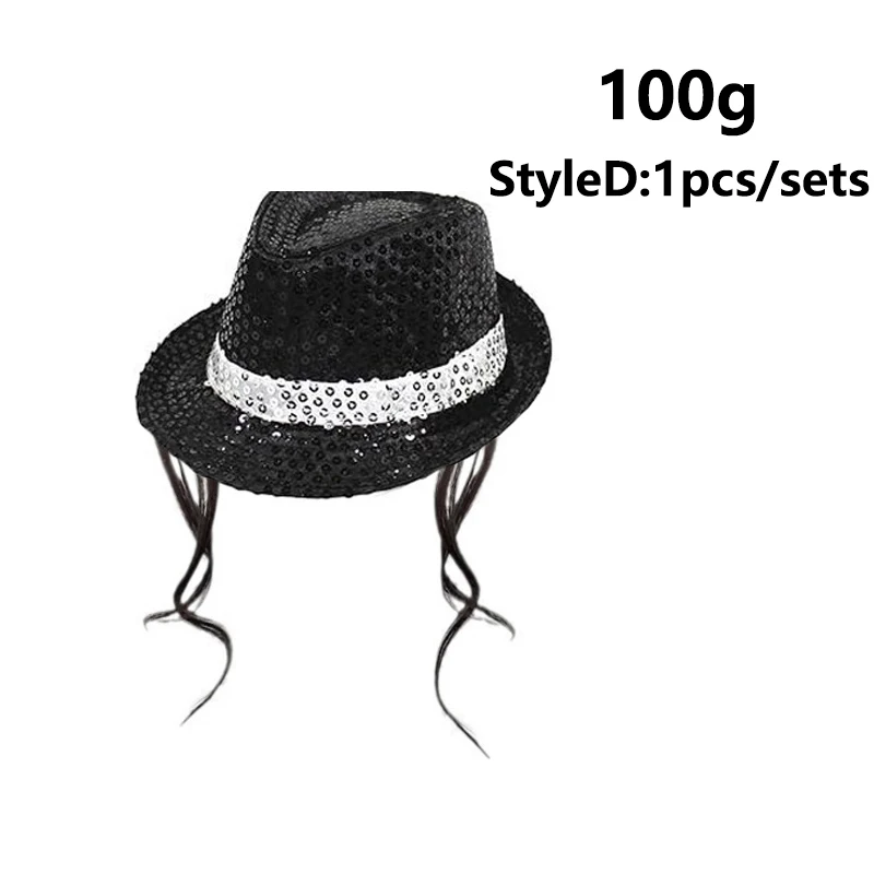 70 80s Superstars Michael Jackson Cosplay Prop MJ Hat with Wig Glove Glasses Set Fans Performance Costume Birthday Dance Gifts
