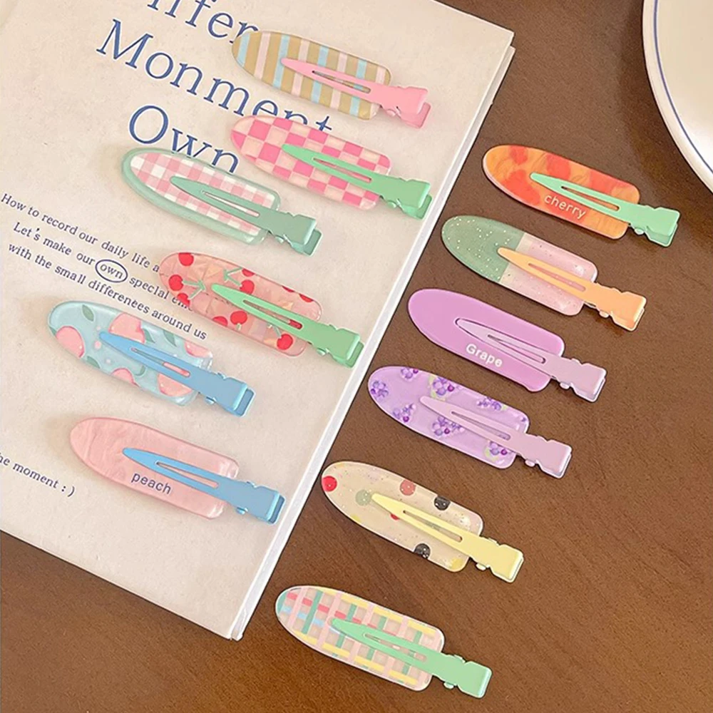12 Pieces of Multi-Color Colorful Hair Clips with Side Bangs, Duckbill Clips for Broken Hair, Sweet Girl's Simple Hair Clips