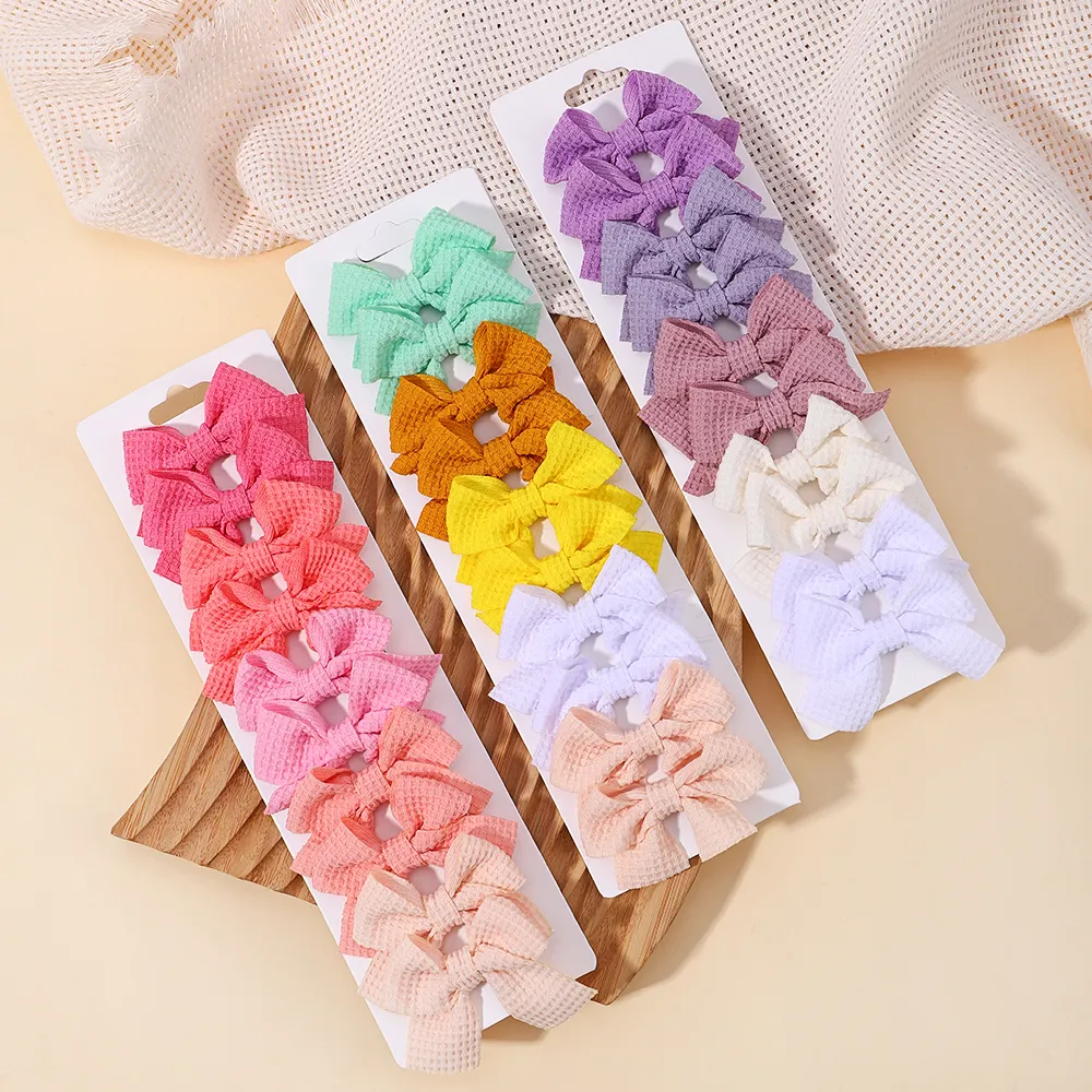 10Pcs/Set New Cute Ribbon Bowknot Hair Clips for Kids Handmade Nylon Bows Hairpin Barrettes Headwear Baby Girls Hair Accessories