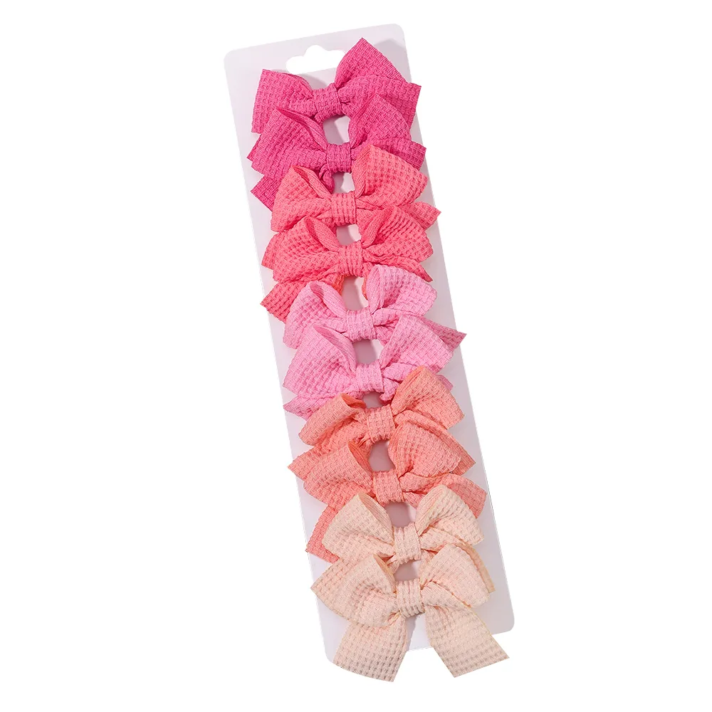 10Pcs/Set New Cute Ribbon Bowknot Hair Clips for Kids Handmade Nylon Bows Hairpin Barrettes Headwear Baby Girls Hair Accessories