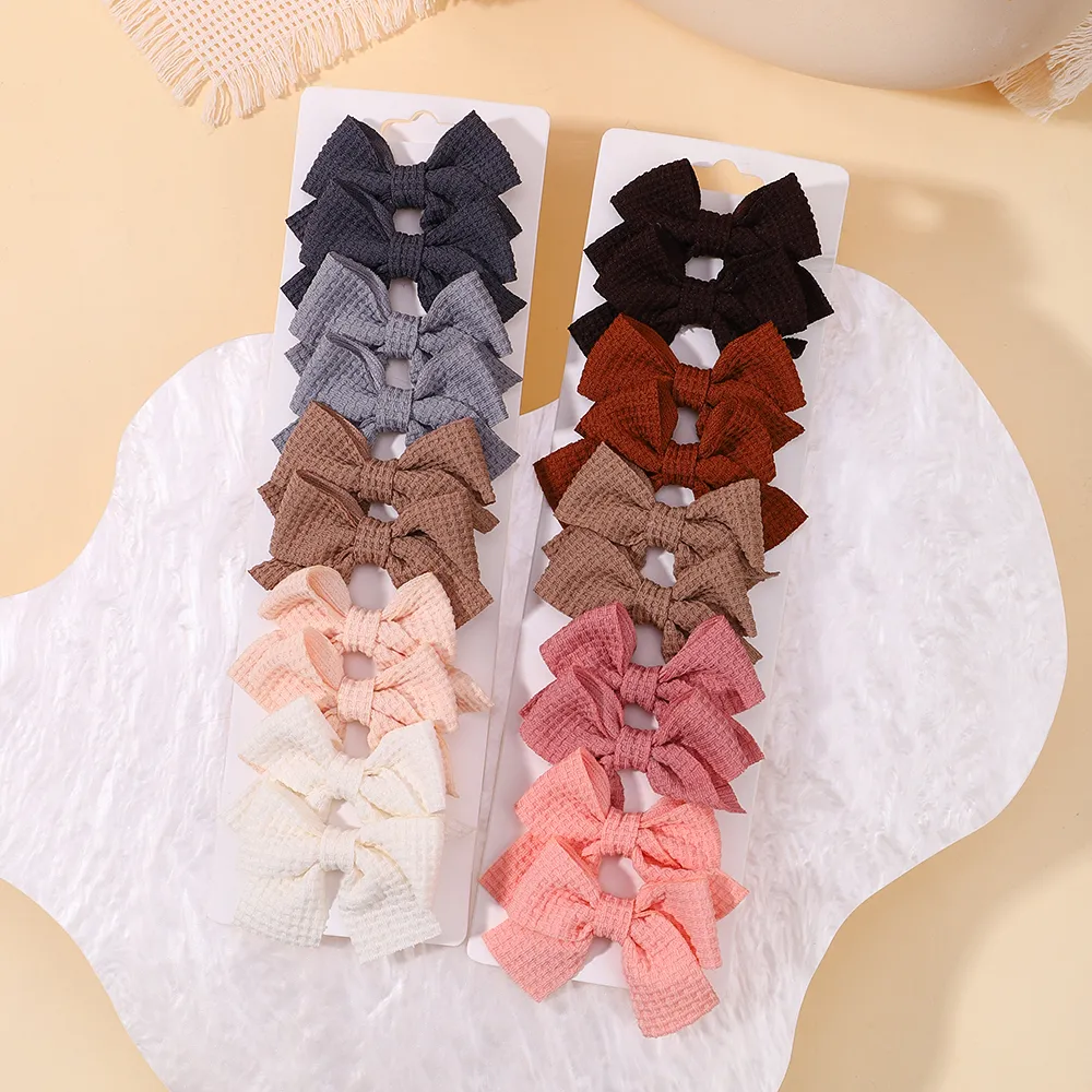 10Pcs/Set New Cute Ribbon Bowknot Hair Clips for Kids Handmade Nylon Bows Hairpin Barrettes Headwear Baby Girls Hair Accessories