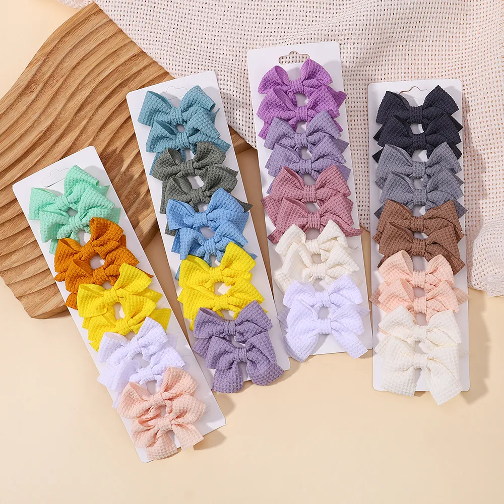 10Pcs/Set New Cute Ribbon Bowknot Hair Clips for Kids Handmade Nylon Bows Hairpin Barrettes Headwear Baby Girls Hair Accessories