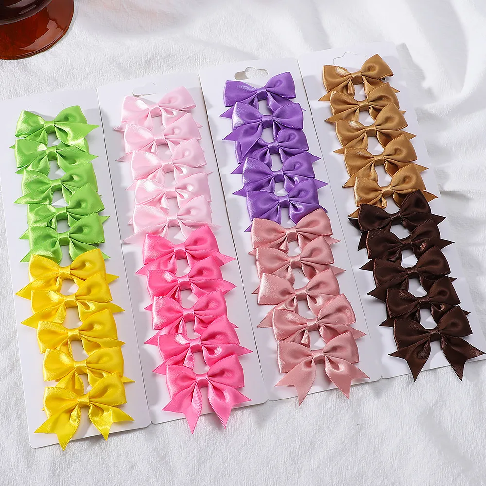 10Pcs/Set New Cute Ribbon Bowknot Hair Clips for Kids Handmade Nylon Bows Hairpin Barrettes Headwear Baby Girls Hair Accessories