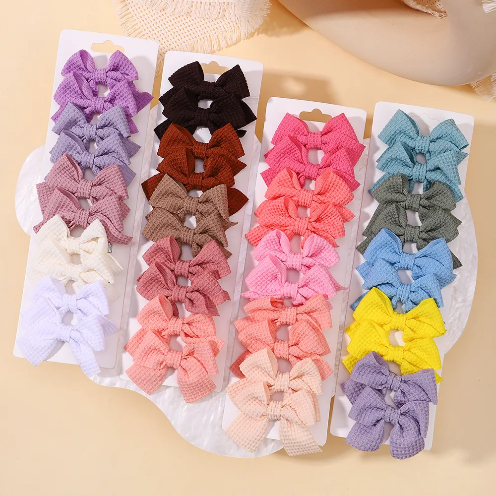 10Pcs/Set New Cute Ribbon Bowknot Hair Clips for Kids Handmade Nylon Bows Hairpin Barrettes Headwear Baby Girls Hair Accessories
