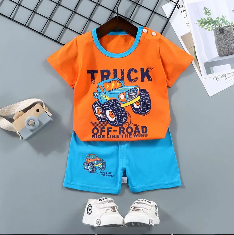 Fashion Kids Clothes Boys Girls Sets Top Shorts 2PCS 100% Cotton Soft Summer Children Baby Cloths T-shirt Shorts Toddler Suit