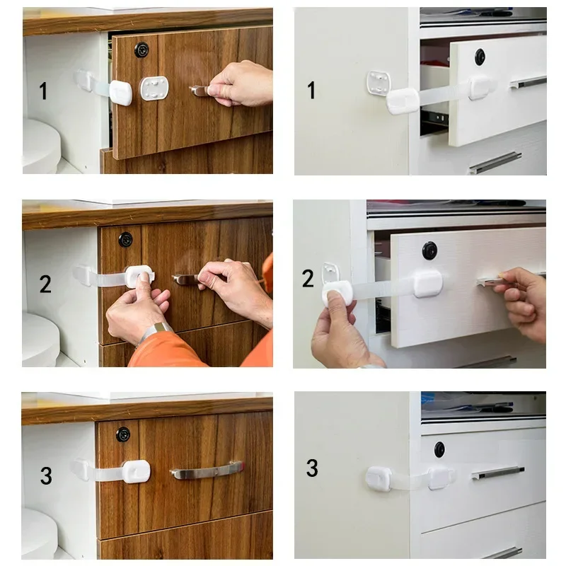 Baby Safe Straps Baby Safety Lock Drawer Child Safety Cabinet Locks Adhesive Cabinet Drawer Door Latches