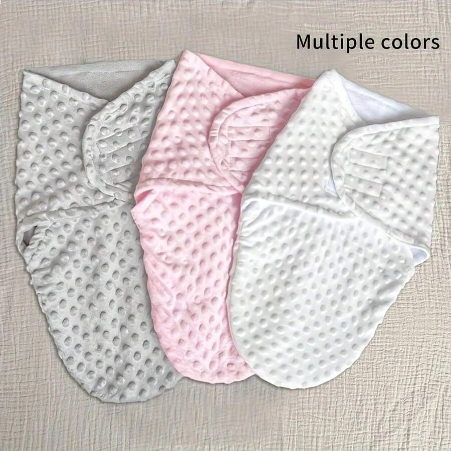 1Pc Baby Dotted Swaddle Blanket, Newborn Anti-Startle Swaddle, 3D Dotted Fleece Swaddle Wrap, Soft Touch for Sleep Aid, Warm and Skin-Friendly Soothing Newborn Sleeping Bag