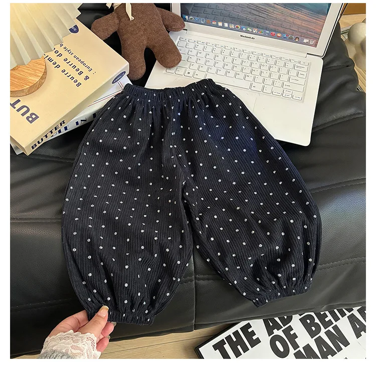 Dot Mid Waist Harem Children Trousers 1pcs Boy Girl Winter Autumn Corduroy Kids Pants