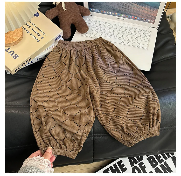 Dot Mid Waist Harem Children Trousers 1pcs Boy Girl Winter Autumn Corduroy Kids Pants