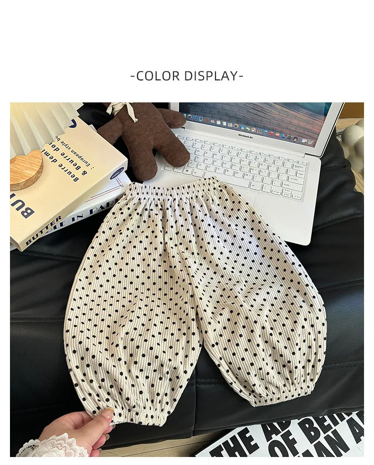 Dot Mid Waist Harem Children Trousers 1pcs Boy Girl Winter Autumn Corduroy Kids Pants