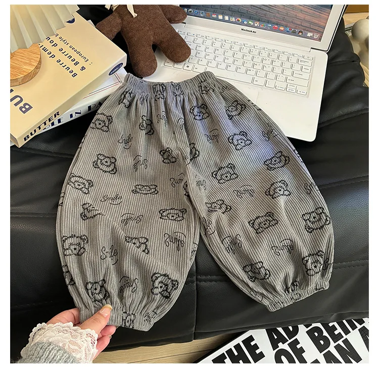 Dot Mid Waist Harem Children Trousers 1pcs Boy Girl Winter Autumn Corduroy Kids Pants