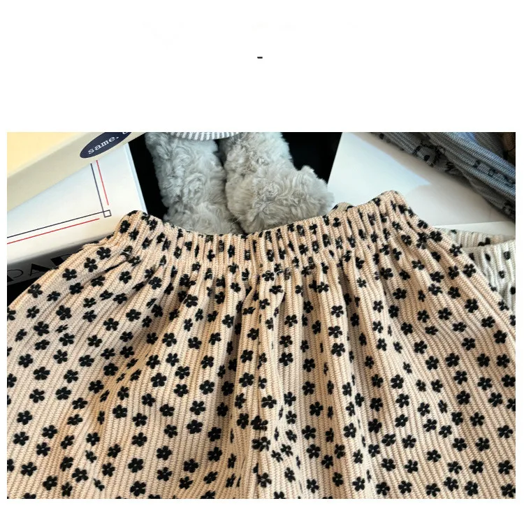 Dot Mid Waist Harem Children Trousers 1pcs Boy Girl Winter Autumn Corduroy Kids Pants