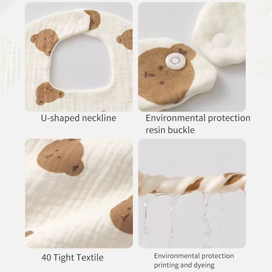 4Pcs Ultra-Soft and Comfortable Baby Bibs, Suitable for Ages 0-3, with Snap Button Design, Washable-Machine Washable, Newborn Gauze Drool Bibs-Waterproof Spit-Up Bibs for Babies, Ultra-Soft Autumn and Winter Bibs, Perfect Baby Shower Gift.