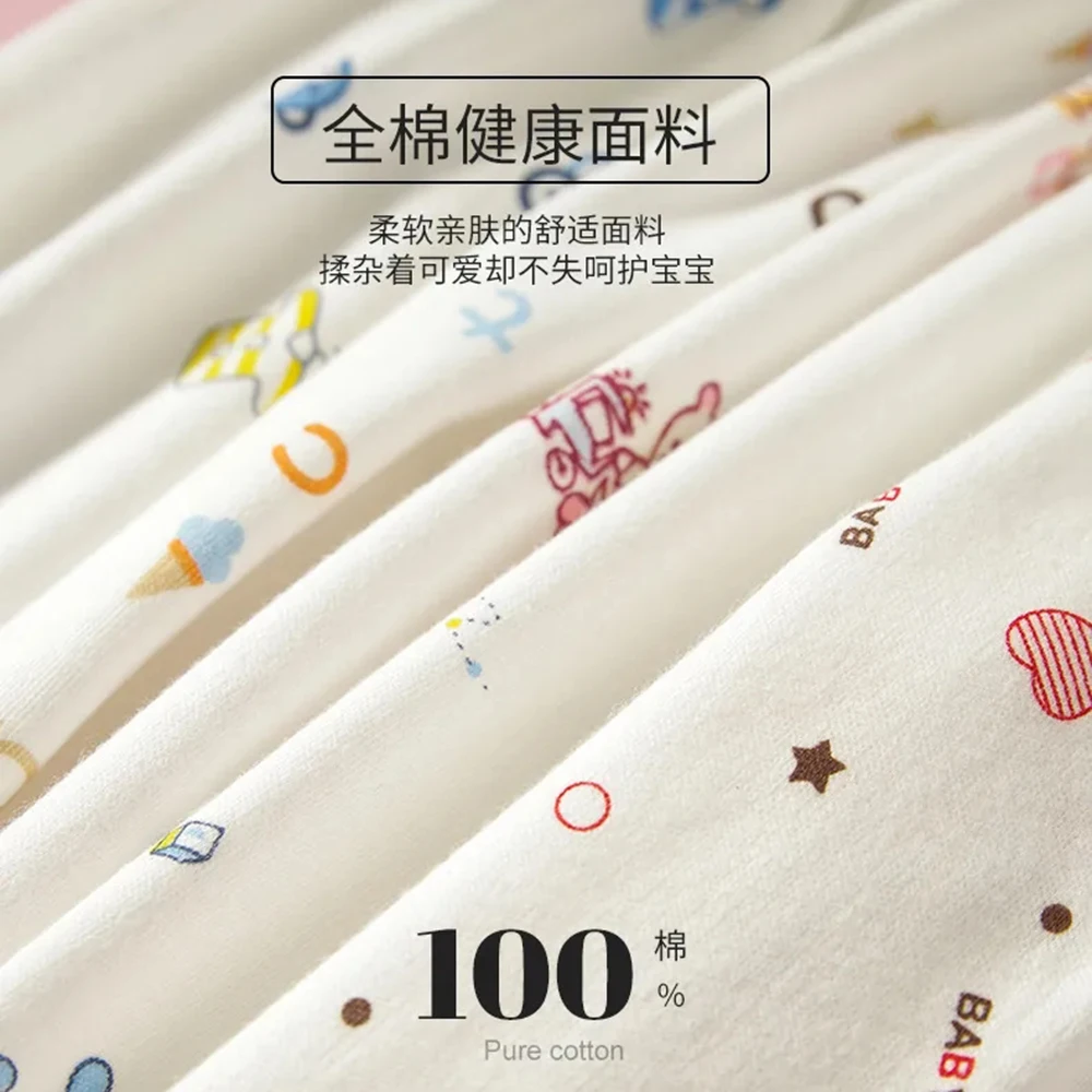 0-3 Month Baby Clothes Newborn Cartoon Home Underwear Cotton Button Baby Clothes Girls Boys Long Sleeve Top + Long Pants