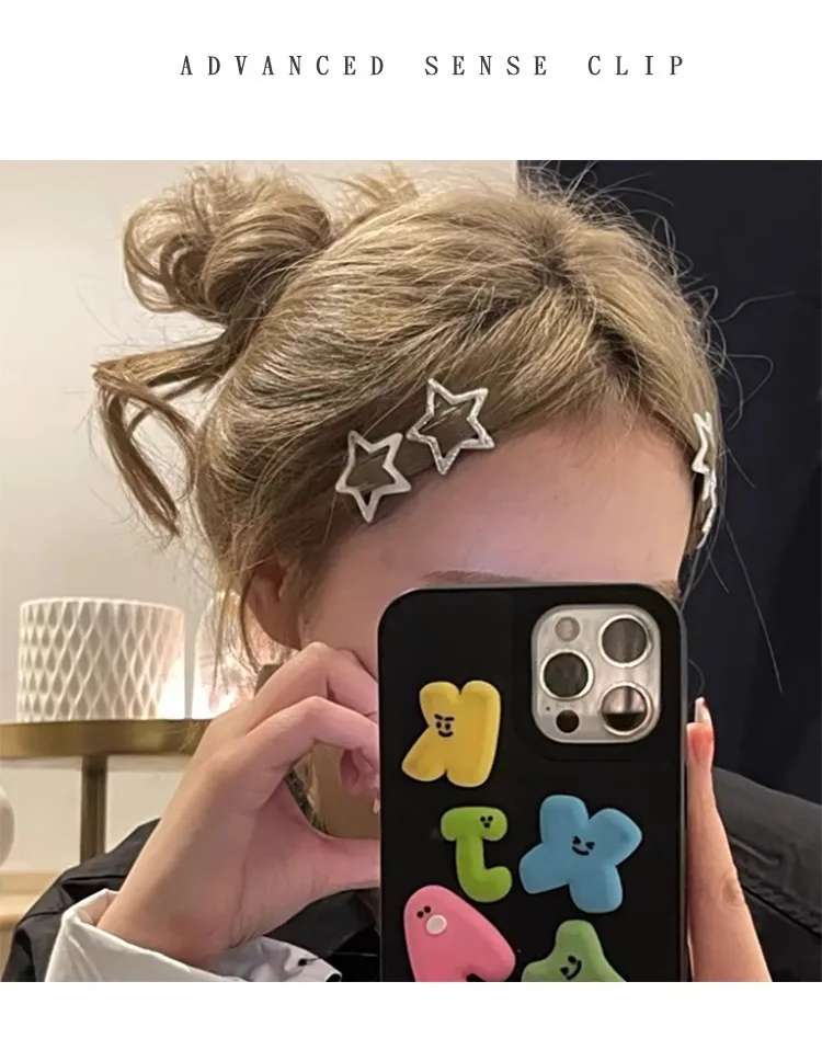 Star Hair Clips for Girls – Colorful Drip Paint BB Clips, Cute Kids Hair Accessories with Glossy Finish Hair Pins and Clips