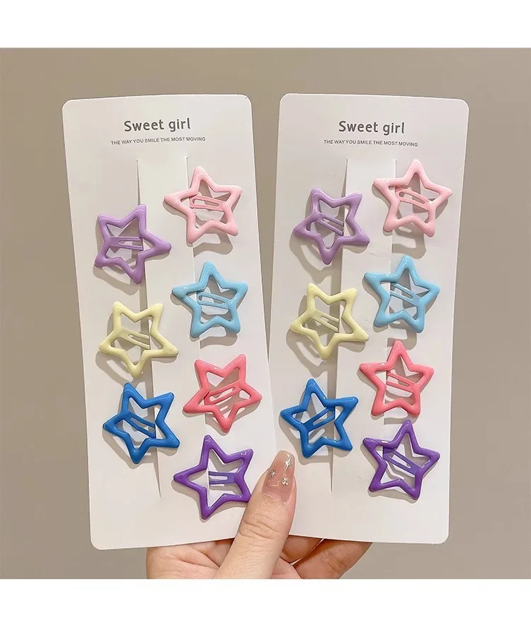 Star Hair Clips for Girls – Colorful Drip Paint BB Clips, Cute Kids Hair Accessories with Glossy Finish Hair Pins and Clips