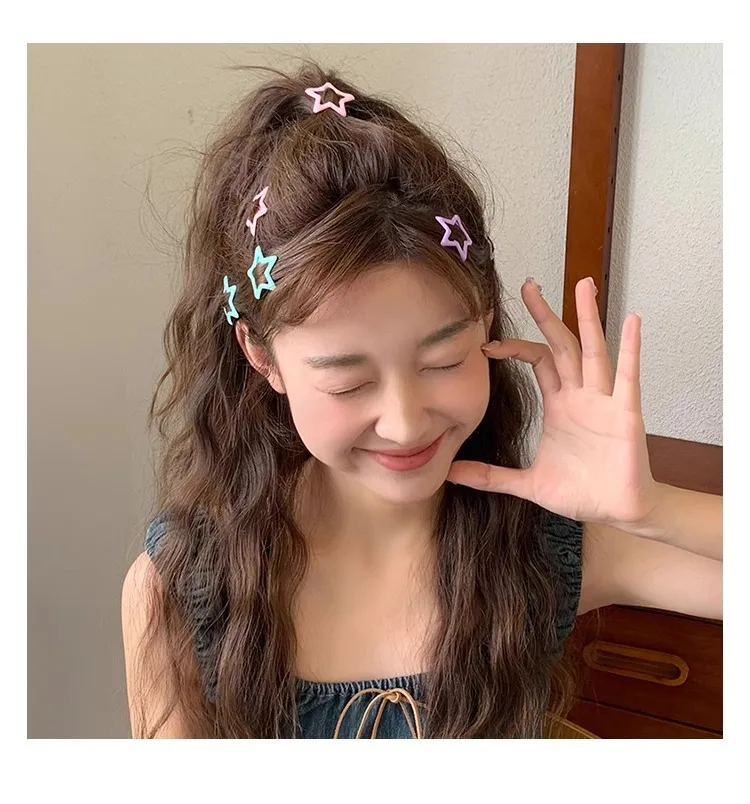 Star Hair Clips for Girls – Colorful Drip Paint BB Clips, Cute Kids Hair Accessories with Glossy Finish Hair Pins and Clips