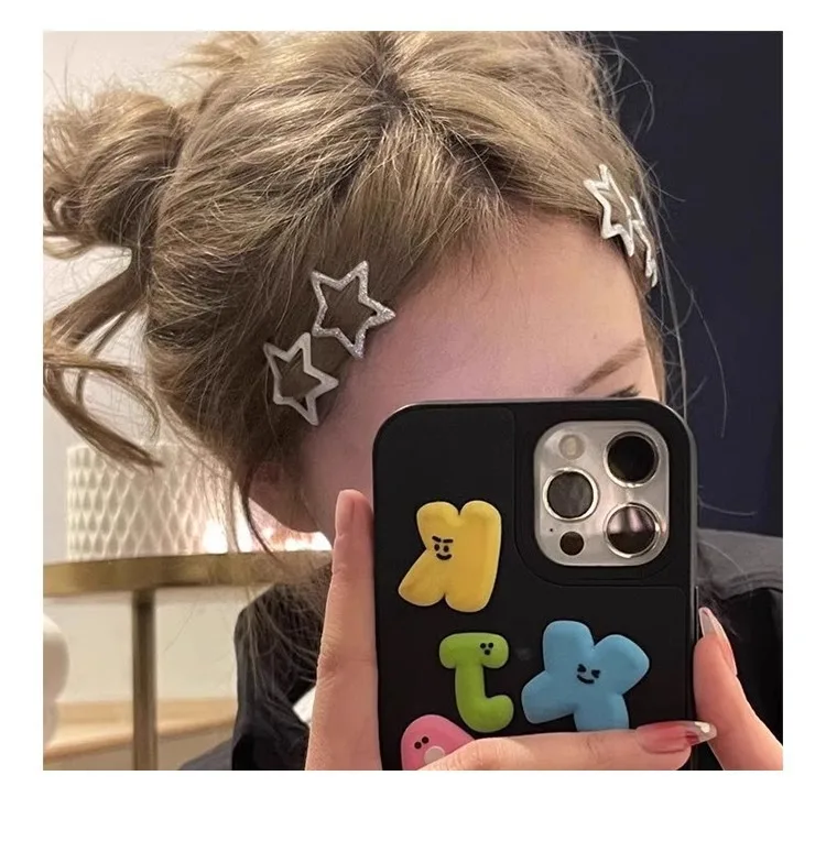Star Hair Clips for Girls – Colorful Drip Paint BB Clips, Cute Kids Hair Accessories with Glossy Finish Hair Pins and Clips