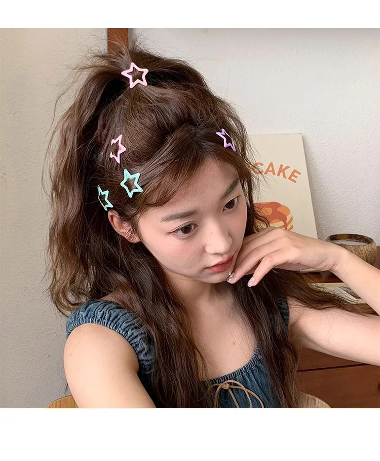 Star Hair Clips for Girls – Colorful Drip Paint BB Clips, Cute Kids Hair Accessories with Glossy Finish Hair Pins and Clips