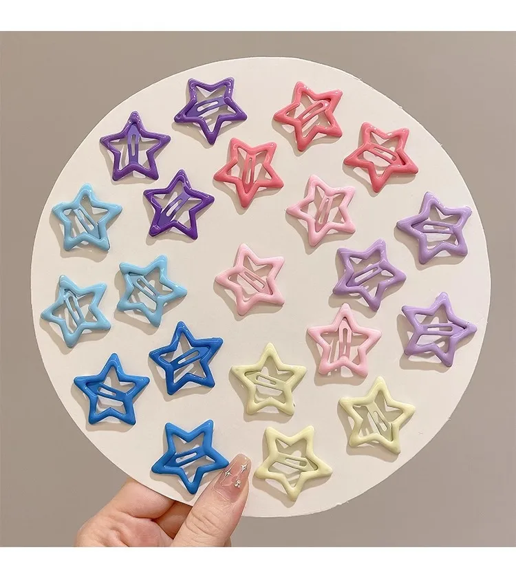 Star Hair Clips for Girls – Colorful Drip Paint BB Clips, Cute Kids Hair Accessories with Glossy Finish Hair Pins and Clips