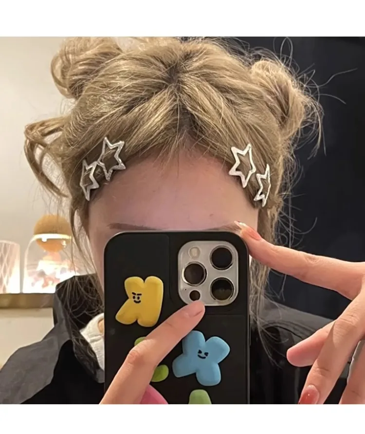 Star Hair Clips for Girls – Colorful Drip Paint BB Clips, Cute Kids Hair Accessories with Glossy Finish Hair Pins and Clips