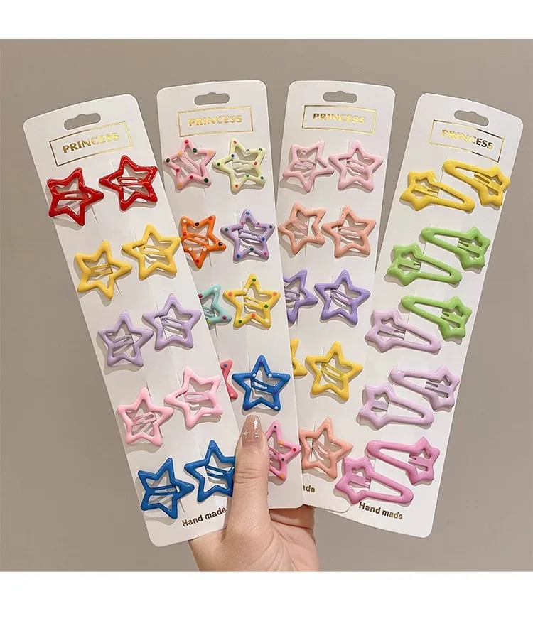 Star Hair Clips for Girls – Colorful Drip Paint BB Clips, Cute Kids Hair Accessories with Glossy Finish Hair Pins and Clips