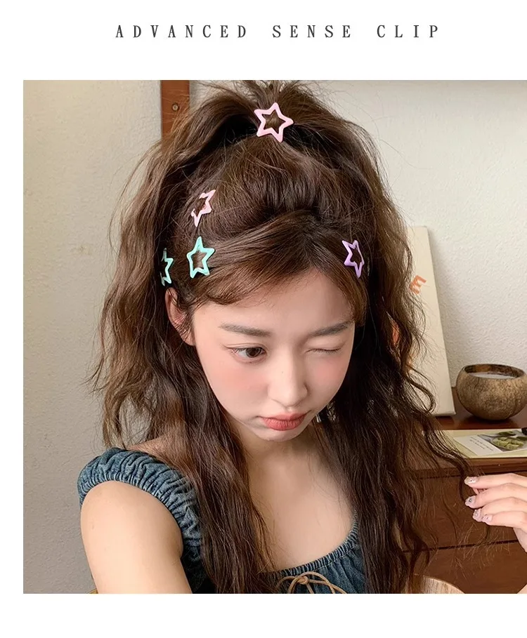 Star Hair Clips for Girls – Colorful Drip Paint BB Clips, Cute Kids Hair Accessories with Glossy Finish Hair Pins and Clips