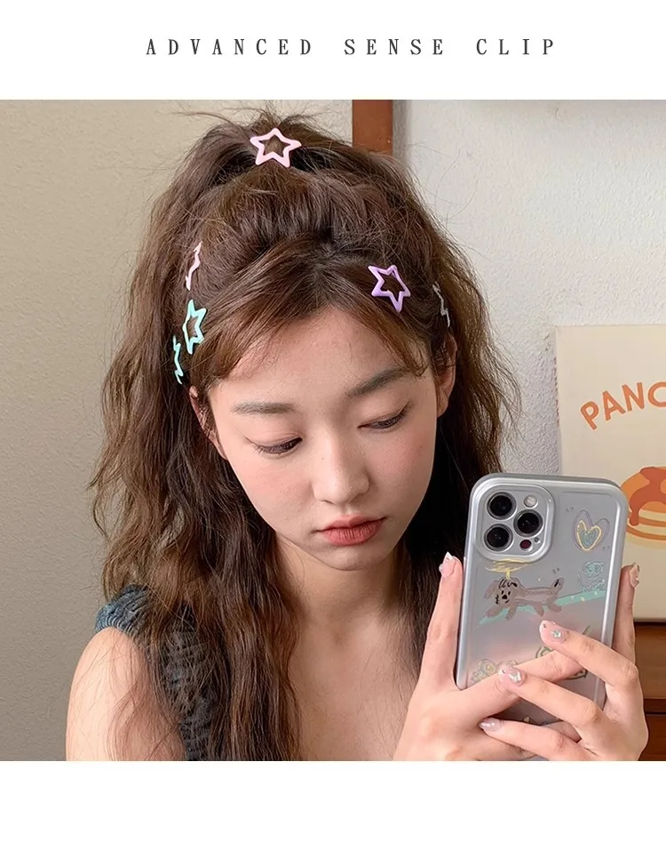 Star Hair Clips for Girls – Colorful Drip Paint BB Clips, Cute Kids Hair Accessories with Glossy Finish Hair Pins and Clips