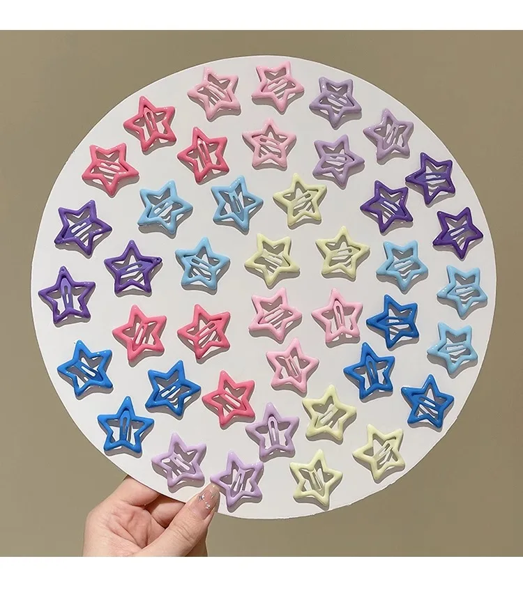Star Hair Clips for Girls – Colorful Drip Paint BB Clips, Cute Kids Hair Accessories with Glossy Finish Hair Pins and Clips