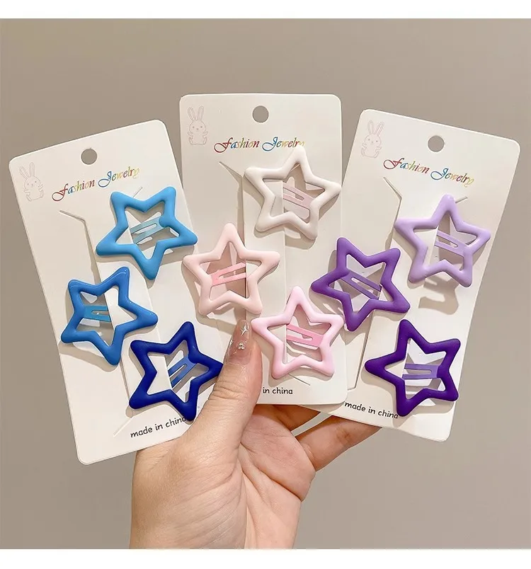 Star Hair Clips for Girls – Colorful Drip Paint BB Clips, Cute Kids Hair Accessories with Glossy Finish Hair Pins and Clips