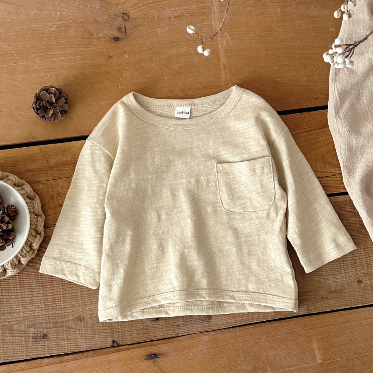 Spring/Autumn Baby T-shirt Pure Cotton Infant Girls Solid Color Tee Loose Thin Comfortable Toddler Cothes Boys Tops 0-3Y