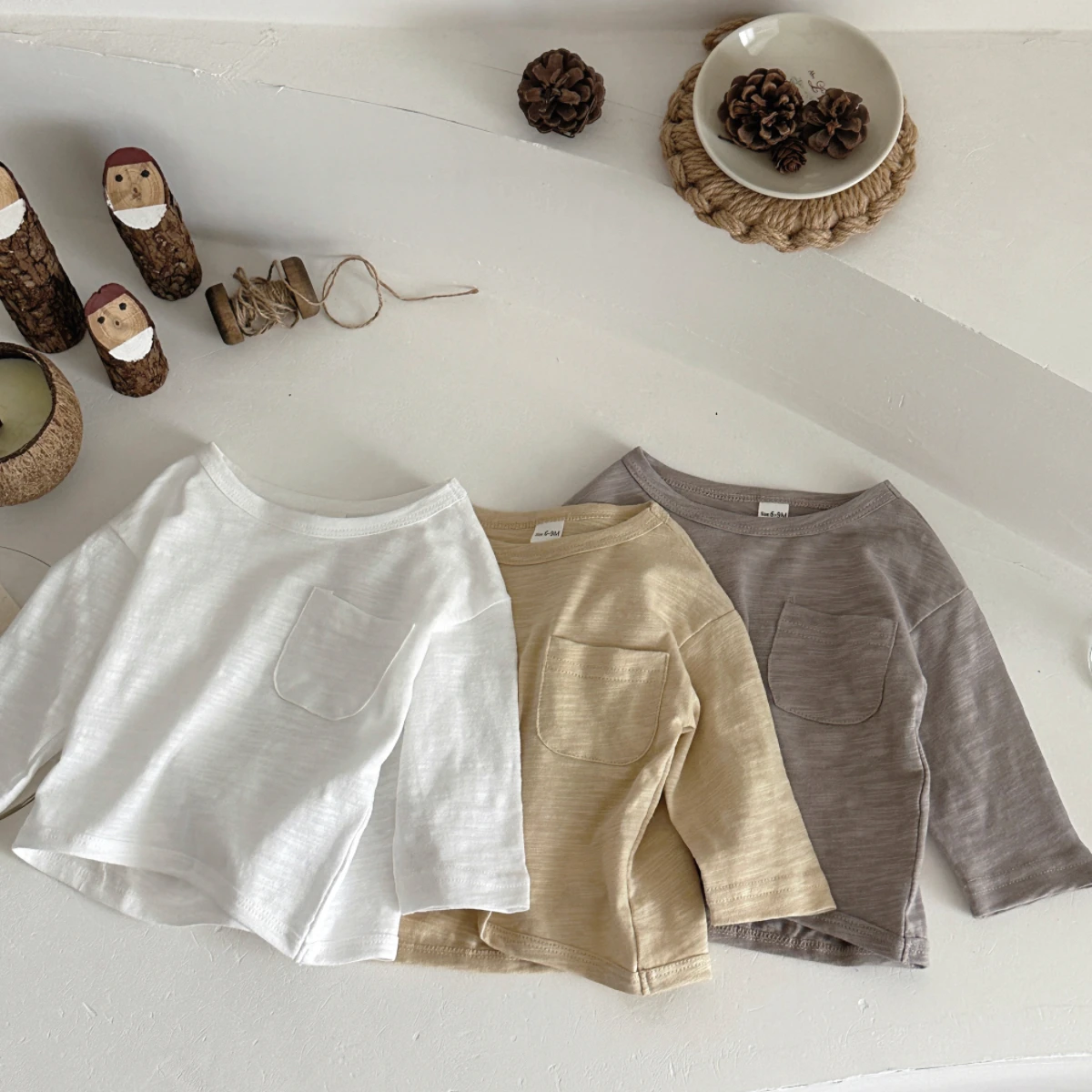 Spring/Autumn Baby T-shirt Pure Cotton Infant Girls Solid Color Tee Loose Thin Comfortable Toddler Cothes Boys Tops 0-3Y