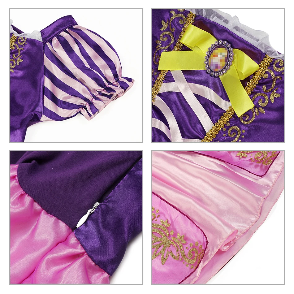 Princess Dress Collection Cinderella Snow White Aurora Rapunzel for Girls Halloween Birthday Cosplay Costume Kids 2-8Y Vestido