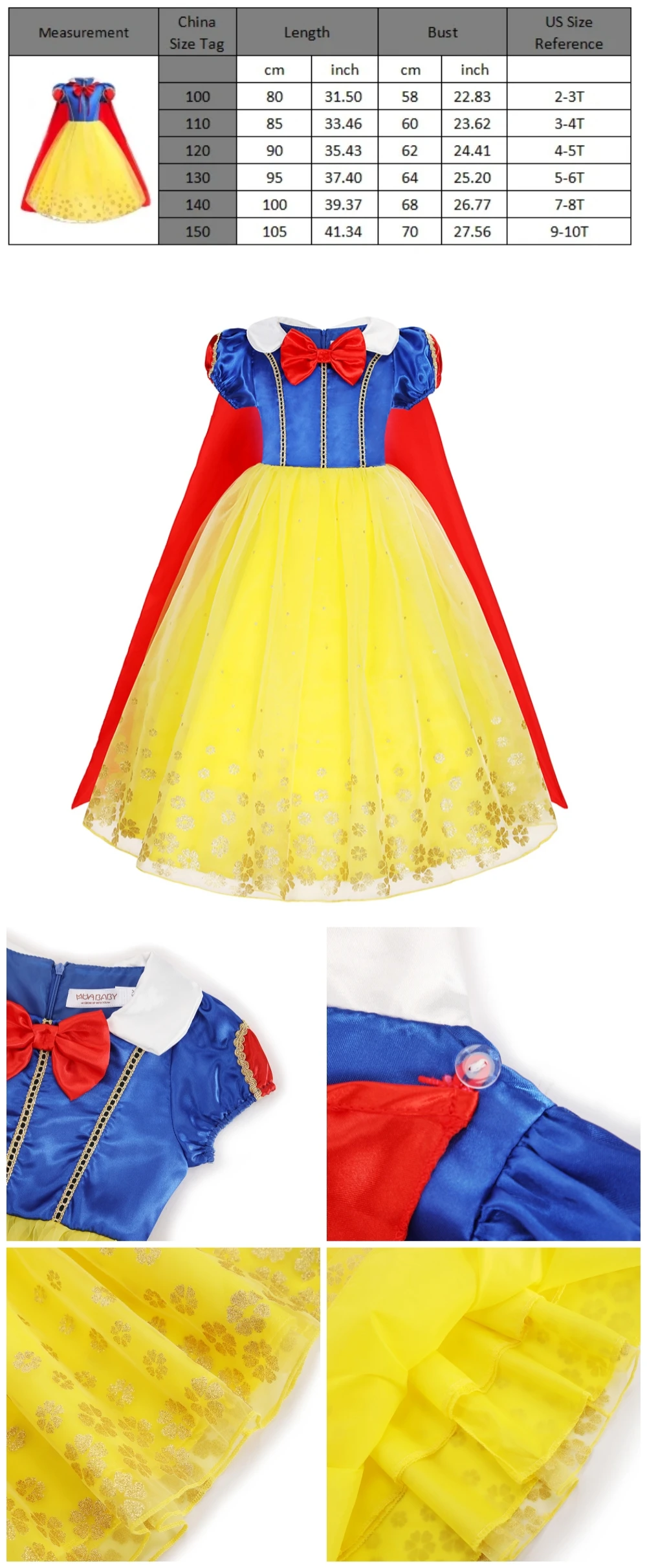 Princess Dress Collection Cinderella Snow White Aurora Rapunzel for Girls Halloween Birthday Cosplay Costume Kids 2-8Y Vestido