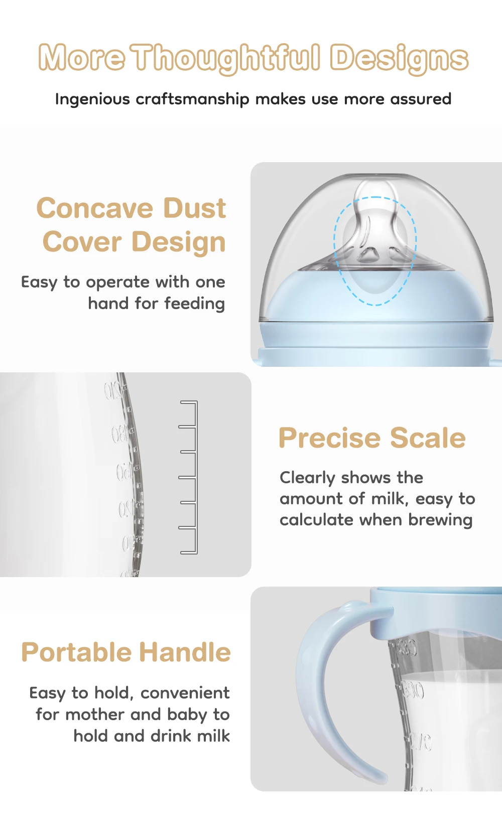 Newborn Baby Bottle 150/240/330ML Baby PP Bottle with Handle Milk BottleFeeding Baby Bottles Newborn Feeding Supplies BPA-FREE
