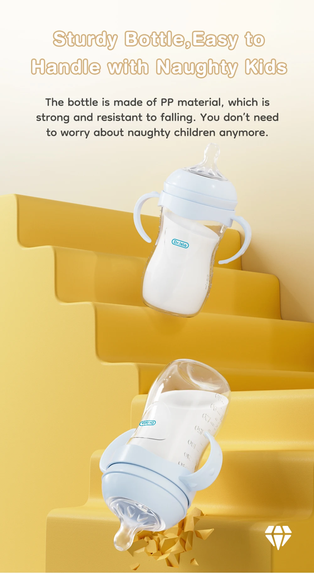 Newborn Baby Bottle 150/240/330ML Baby PP Bottle with Handle Milk BottleFeeding Baby Bottles Newborn Feeding Supplies BPA-FREE