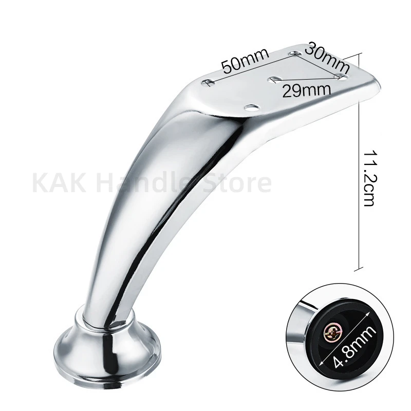 KAK 4pcs Bright Chrome Furniture Leg Metal Table Feet Sofa Bed Legs Replacement Manicure Pillow Feet Furniture Hardware