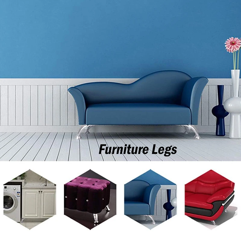 KAK 4pcs Bright Chrome Furniture Leg Metal Table Feet Sofa Bed Legs Replacement Manicure Pillow Feet Furniture Hardware