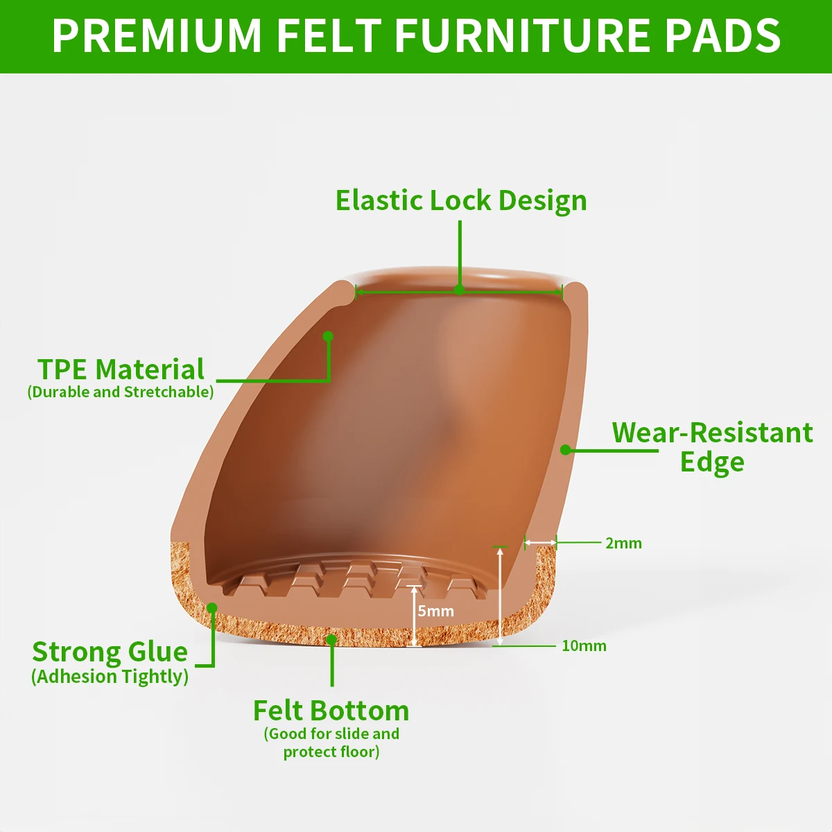 8PCS Chair Leg Floor Protectors Foot Cover  15-25° Thick Wrap Felt Pads Silicone Furniture Table 360° Protect Hardwood Floors