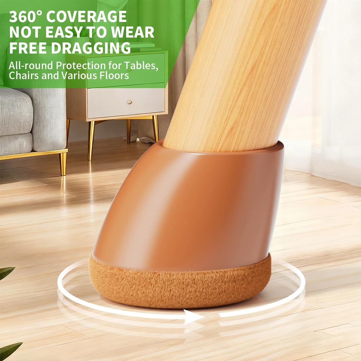 8PCS Chair Leg Floor Protectors Foot Cover  15-25° Thick Wrap Felt Pads Silicone Furniture Table 360° Protect Hardwood Floors