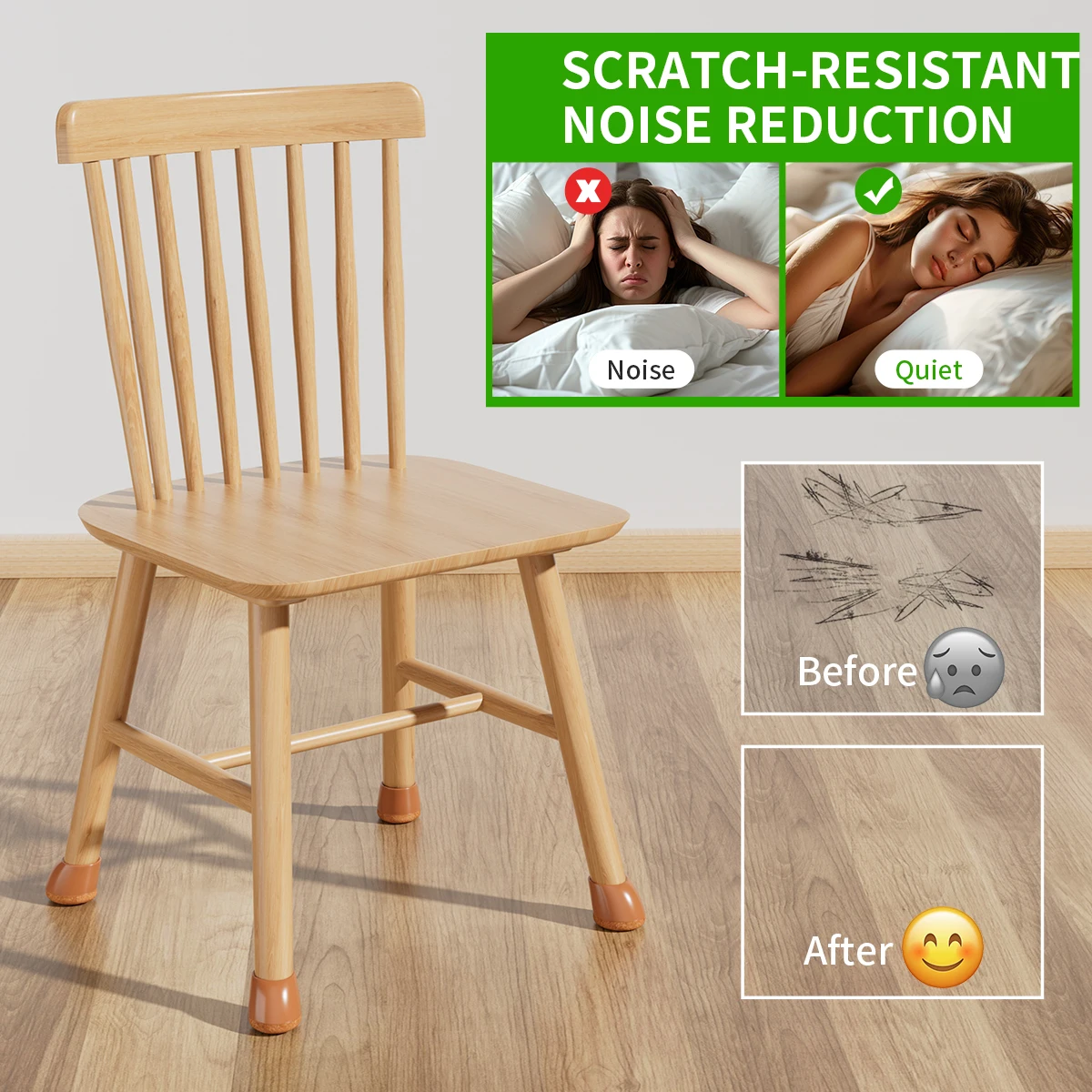 8PCS Chair Leg Floor Protectors Foot Cover  15-25° Thick Wrap Felt Pads Silicone Furniture Table 360° Protect Hardwood Floors