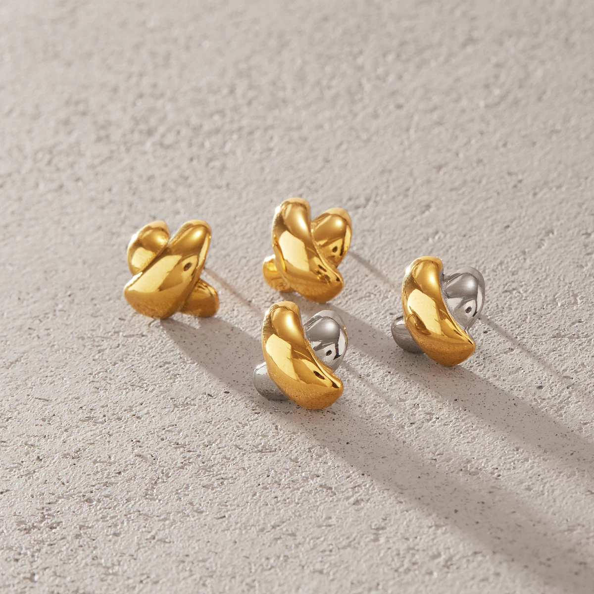 Youthway Punk Crossed Stud Earring For Women 18K Gold PVD Plated Stainless Steel Waterproof Earring Party Fine Jewelry Gifts